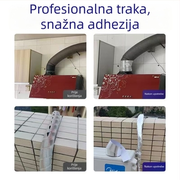 Traka za brtvljenje cijevi od aluminijske folije s toplim topljivim ljepilom, debljine 0,12 mm, raspon temperature 0–70 °C, za cijevi