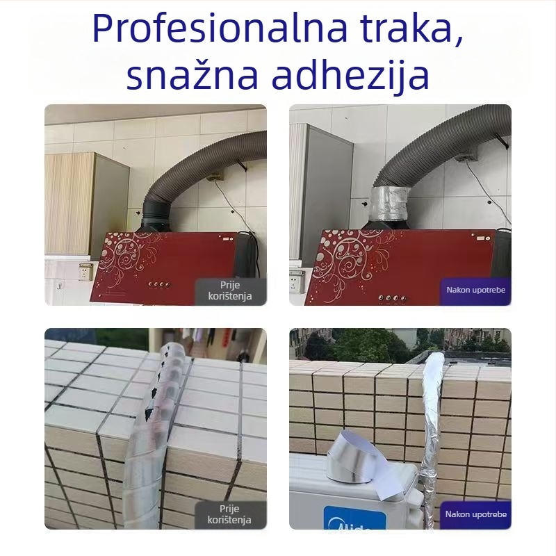 Traka za brtvljenje cijevi od aluminijske folije s toplim topljivim ljepilom, debljine 0,12 mm, raspon temperature 0–70 °C, za cijevi