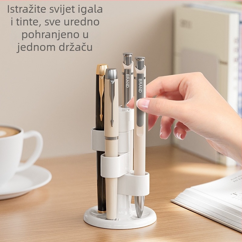 Be Personal višenamjenski okretni držač za olovke, PET+ABS, okruglog oblika, stolni organizator za pohranu