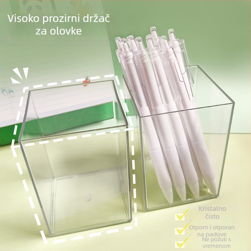 Prozirni akrilni kvadratni organizator za olovke i četkice za radni stol