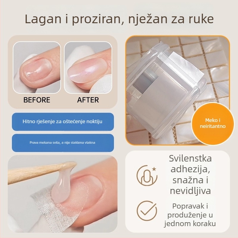 Finger Fantasy alat za nokte – Prijenosni višenamjenski set za produljenje i popravak noktiju sa samoljepljivom trakom od svilenih vlakana