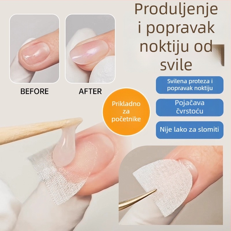 Finger Fantasy alat za nokte – Prijenosni višenamjenski set za produljenje i popravak noktiju sa samoljepljivom trakom od svilenih vlakana