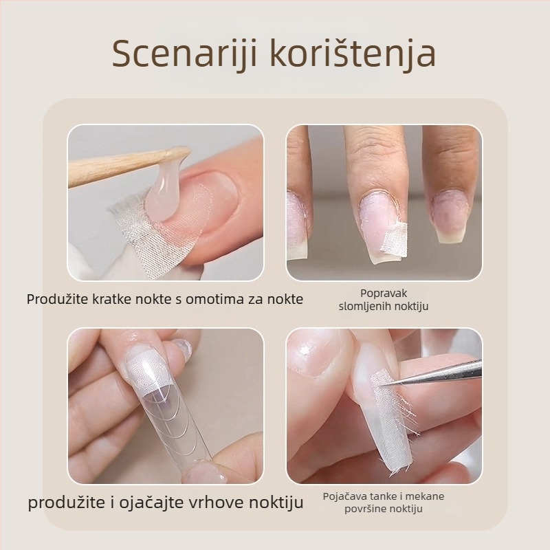 Finger Fantasy alat za nokte – Prijenosni višenamjenski set za produljenje i popravak noktiju sa samoljepljivom trakom od svilenih vlakana