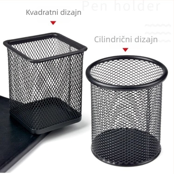 Haolixin metalni držač za olovke s mrežastim dizajnom, kružnog oblika