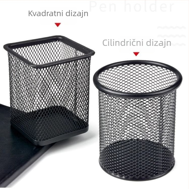 Haolixin metalni držač za olovke s mrežastim dizajnom, kružnog oblika
