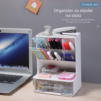 Organizator za stol s odjeljcima, plast (HIPS+PS), kapacitet 1 L, za uredski pribor