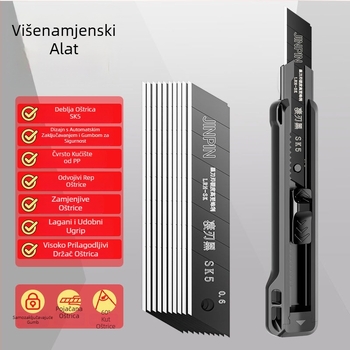 Industrijski višenamenski nož za tapete, Model 181, Materijal PP, Oštrica 0.5×18×100 mm, Neto težina 50 g, Marka JinYong