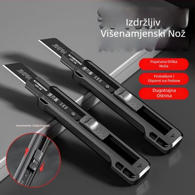 Industrijski višenamenski nož za tapete, Model 181, Materijal PP, Oštrica 0.5×18×100 mm, Neto težina 50 g, Marka JinYong