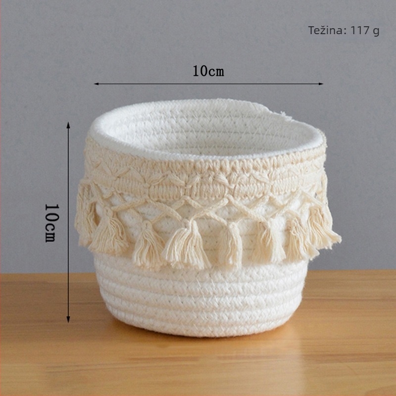 Nordijska stolna košara za skladištenje, pleteni, za olovke i kozmetiku, sklopiva, kapacitet 2 L