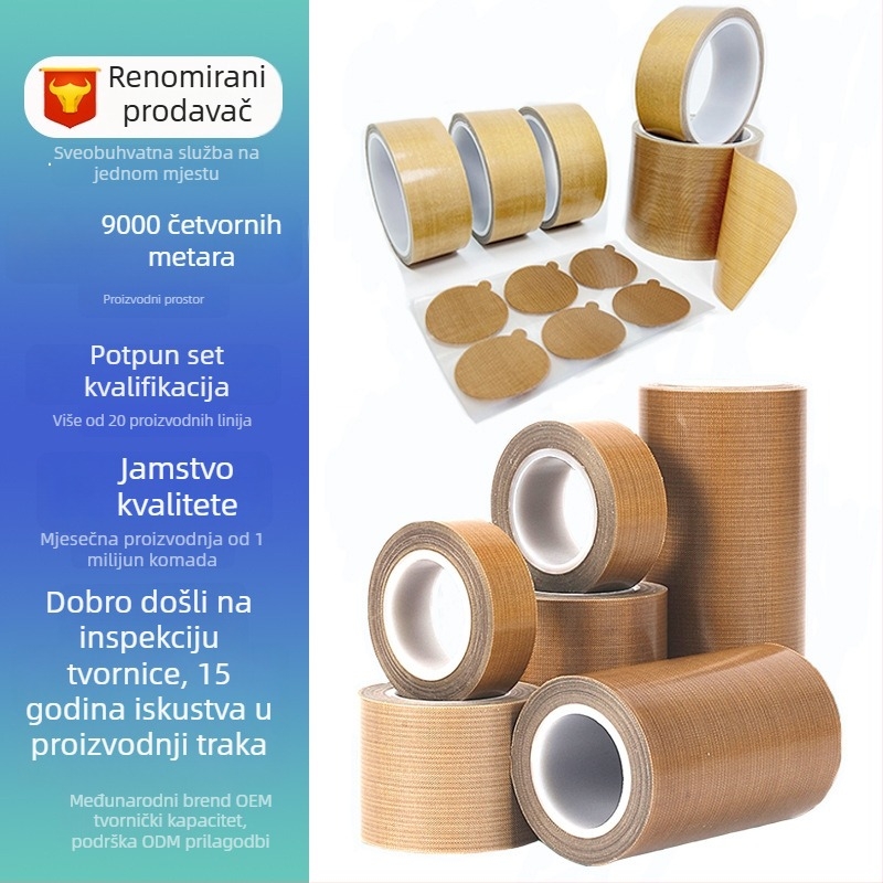 Teflonska traka visokotemperaturna, anti-statistička izolacijska traka za motore i zavojnice transformatora, PTFE osnova, debljina 0.13–0.18 mm, temperaturni raspon -40°C do 260°C, PVC ljepilni sustav