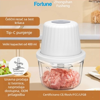 Električni češnjak sjeckalica i kuhinjski blender, kapacitet ispod 1 L, Punjiva i prijenosna, ≤36V, 10.000 rpm, staklena posuda