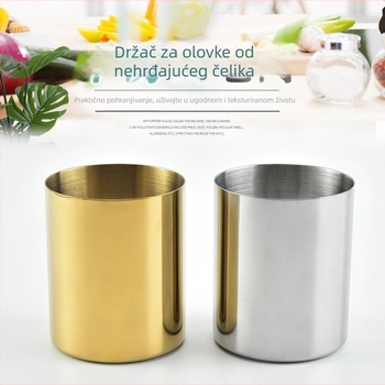 Metallni držač olovke, kružnog oblika, minimalistički uredski organizator, mogućnost tiska logotipa, prilagodba dostupna, pogodan kao poklon