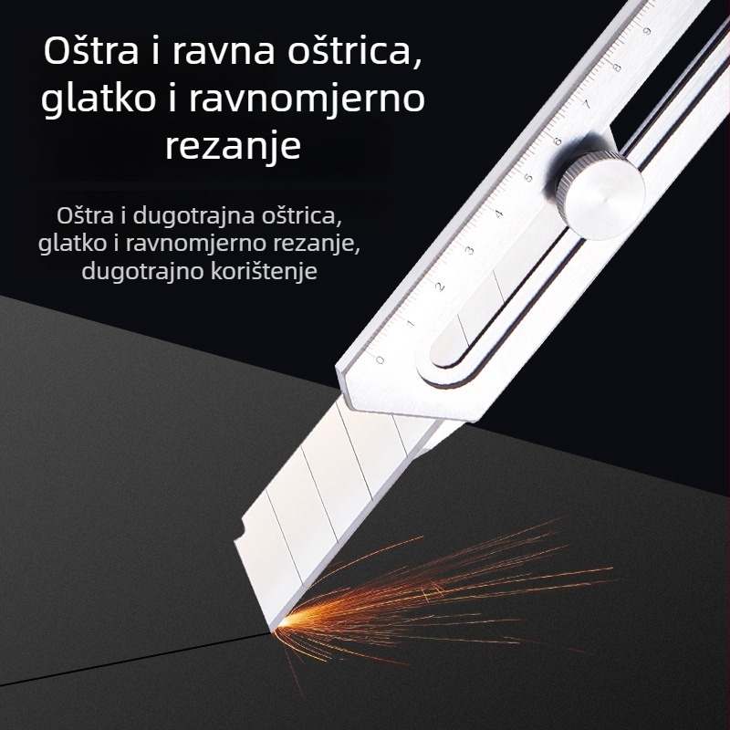 Kb-708b Težak nož od nehrđajućeg čelika – industrijske klase, višenamjenski nož za otvaranje paketa, rezanje i kućnu upotrebu; Oštrica: 15.4×2.8×0.6; Težina: 110