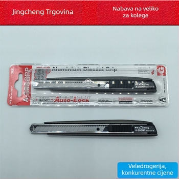 Višenamjenski nož s potpuno metalnom drškom, model A-300GRP, za rezanje filmova; oštrica 0.38×9×72 mm; ukupna duljina 145 mm; neto težina 62 g