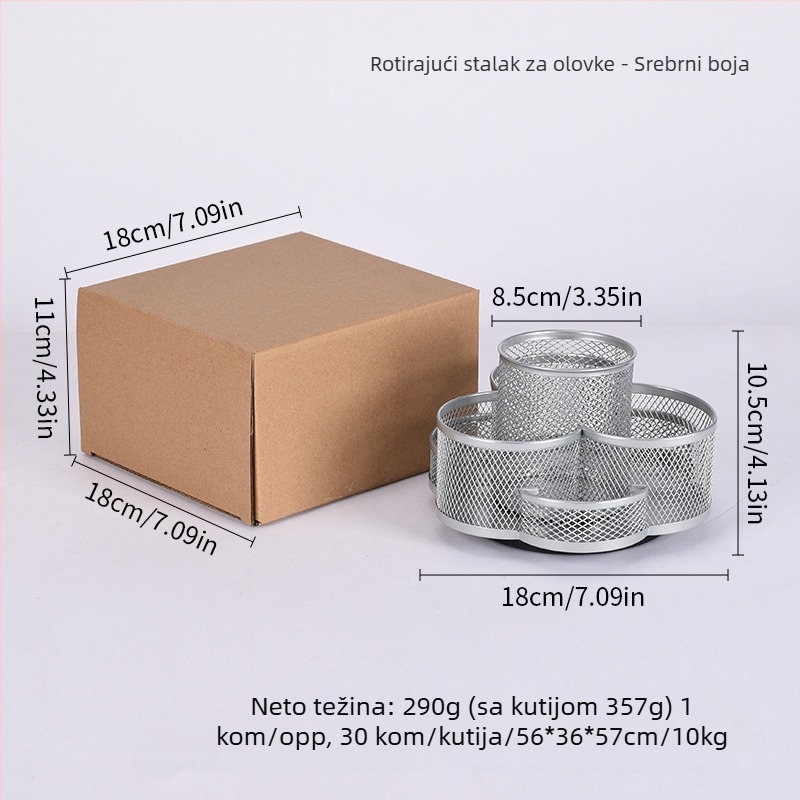 Metalni okretni držač za olovke s motivom cvijeta šljive, višefunkcionalni stolni organizator