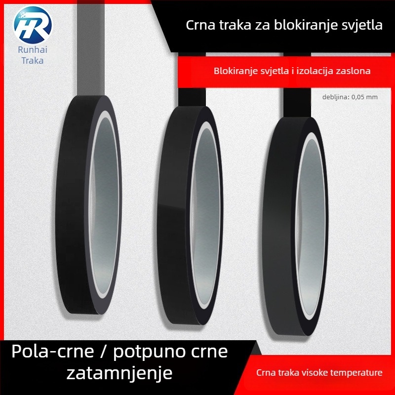 PET maskirajuća traka za učvršćivanje ruba baterije, debljina 0,05 mm, akrilno ljepilo, dugotrajna otpornost na temperaturu 130°C, kratkotračna 180°C, raspon -40°C do 130°C, rezanje zahtijeva alat
