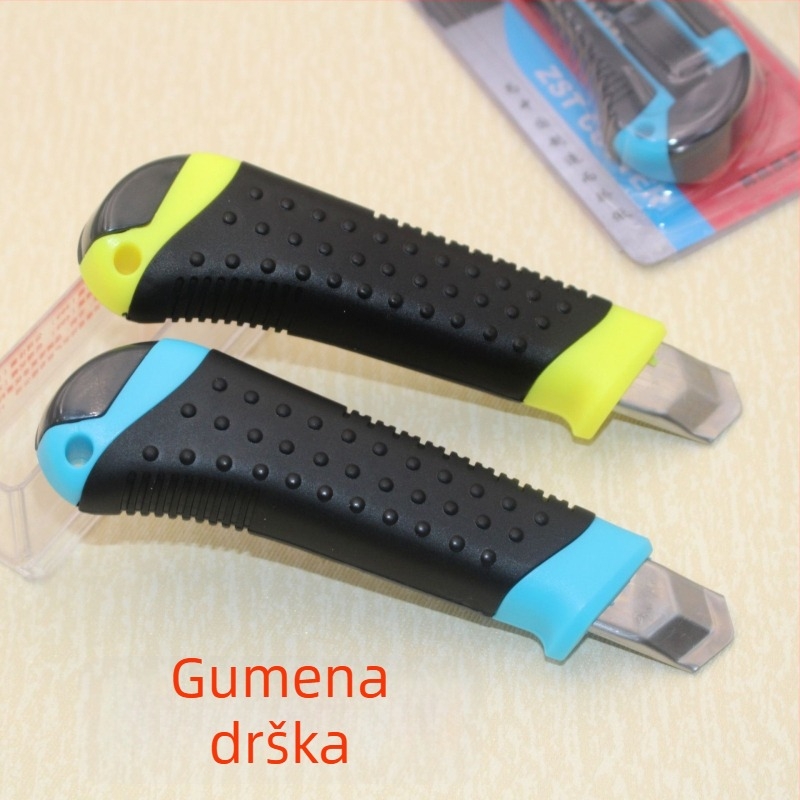 Santai Zhang 208 nož s gumom drškom i zamjenjivim oštricama, nož za tapete, plastično kućište s metalnim omotačem, duljina 16 cm, širina oštrice 18 mm