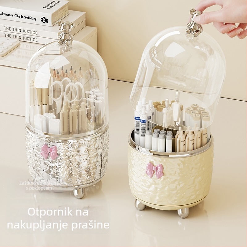 Okretni držač za olovke s poklopcem, veliki kapacitet stolni organizator, od plastike, model BJW-1749