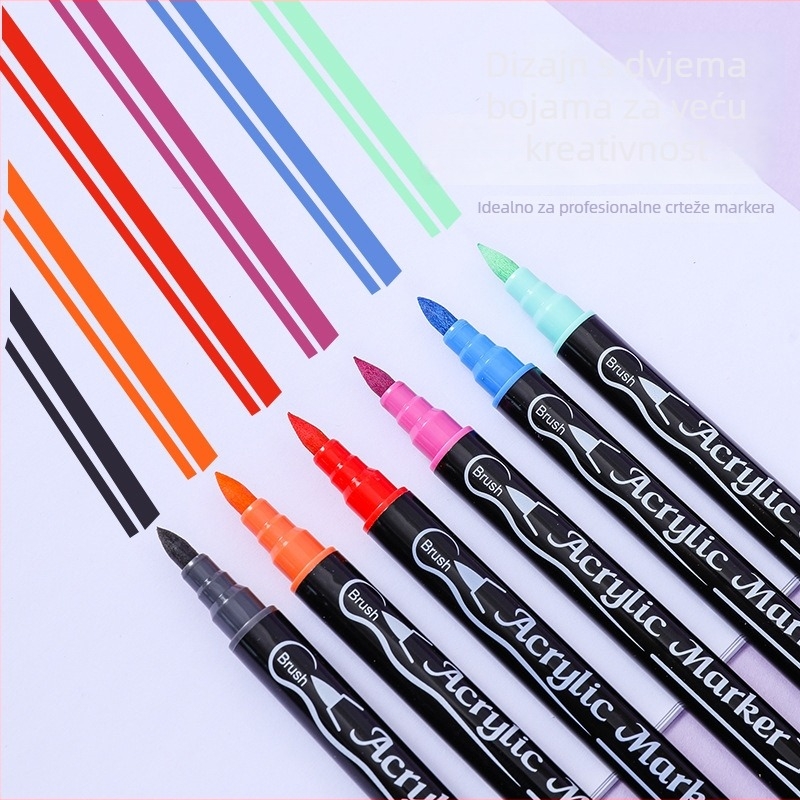 Akrilni marker set s dvama koncama – vodootporan, brzo sušeći, mekan vrh