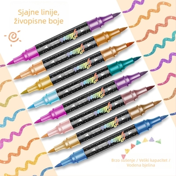 Dvostrani glitter marker s mekanim vrhom, dvobojni, za akvarelno crtanje
