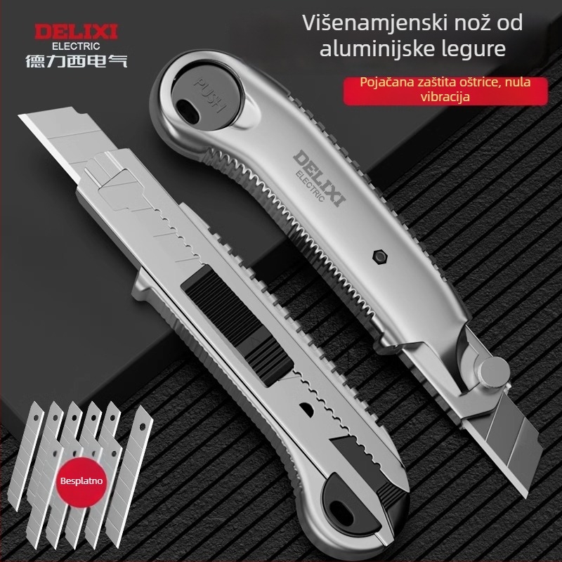 Delixi električni višenamjenski nož za tapete bez demontaže — tijelo od legure, 110 g