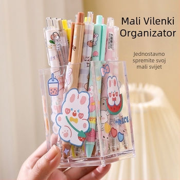 Prozirni akrilni držač za olovke u japanskom minimalističkom stilu, za uredski stol i skladištenje četkica za šminku; četvrtasti oblik; mogućnost prilagođenog logotipa; prilagođeno obrađivanje; vlastita robna marka dostupna.