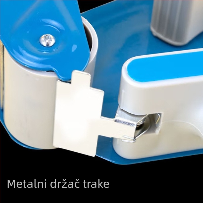 Plastični zatvarač kutije i rezač trake, metalno tijelo, produžena ručka od 2 inča, za trake širine 3–4 inča