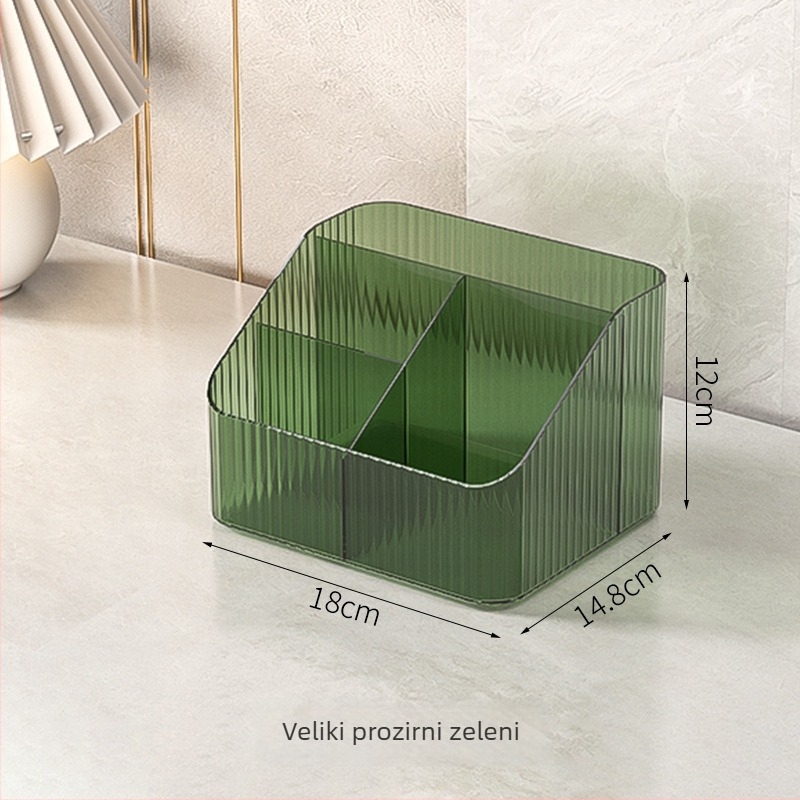 Kozmetički spremnik za pohranu, prozirni PET plast, stolni s odjeljcima, model 3455, kapacitet 2