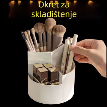 Stolni organizator za kozmetiku i uredske potrepštine s 360° okretom, kapacitet 2 L, PP plast