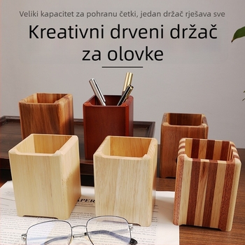Držač olovaka od drva i stolni organizator, model K80022, kvadratnog oblika, materijal: drvo