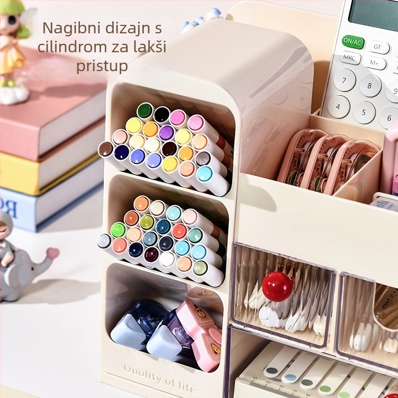 Ladicama dizajniran stolni kutija za pohranu s pretincima – 18 L kapaciteta, ABS+GPPS plast, višenamjenski stolni organizator
