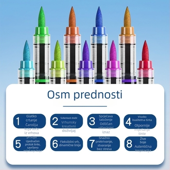 Set akrilnih markera s neprosipanjem tinte, okruglo kućište, mekan vrh, vodotopna tinta i inteligentna kontrola tinte