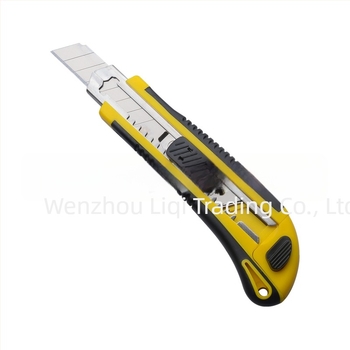 Uredsko rezno nož, sklopni, protuklizna gumena drška, metalni vodilnik oštrice, oštrica od 60# karbonske čelika, širina oštrice 18 mm, debljina 0,5 mm