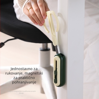 2-u-1 otvarač kutija i škare s magnetskim držačem; Materijal: ABS+PP+nehrđajući čelik