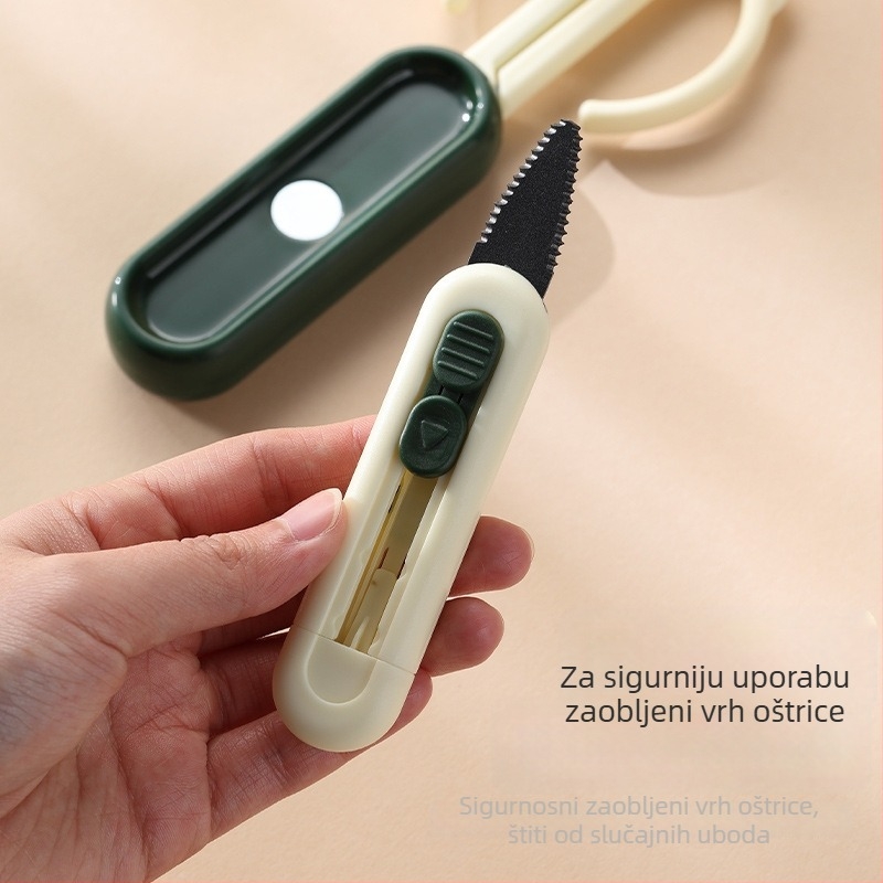 2-u-1 otvarač kutija i škare s magnetskim držačem; Materijal: ABS+PP+nehrđajući čelik