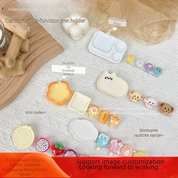 Višenamjenski držač lakova za nokte s dizajnom crtani medvjedić, paleta, čašica za pranje četkica, glava za poliranje i prostor za pohranu