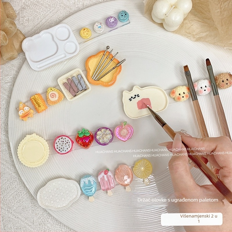 Višenamjenski držač lakova za nokte s dizajnom crtani medvjedić, paleta, čašica za pranje četkica, glava za poliranje i prostor za pohranu