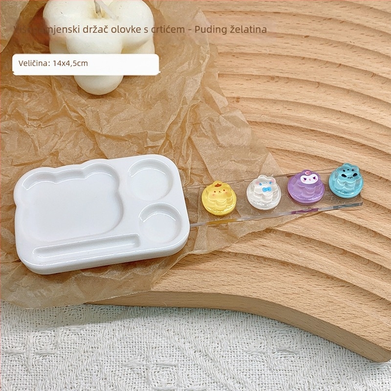 Višenamjenski držač lakova za nokte s dizajnom crtani medvjedić, paleta, čašica za pranje četkica, glava za poliranje i prostor za pohranu