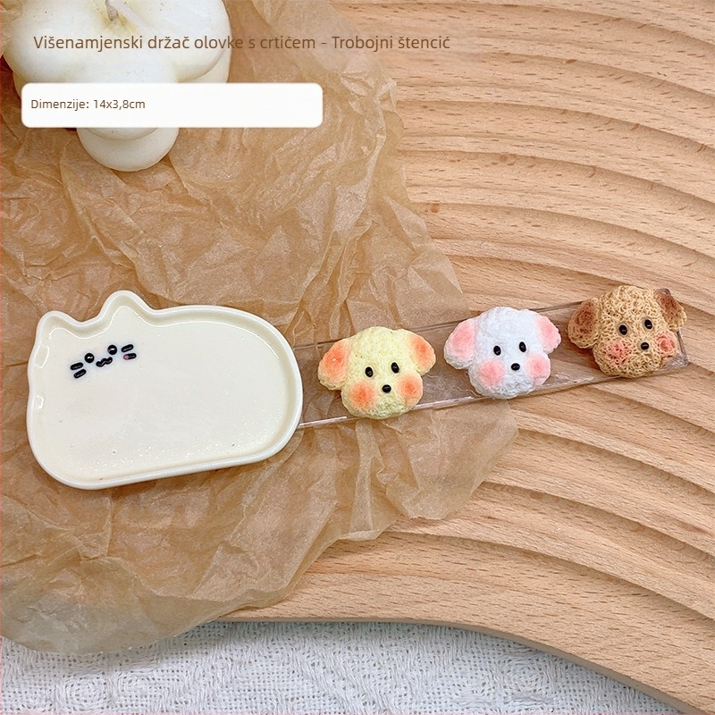 Višenamjenski držač lakova za nokte s dizajnom crtani medvjedić, paleta, čašica za pranje četkica, glava za poliranje i prostor za pohranu