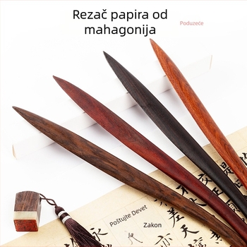 Ručni nož za rezanje papira za kaligrafiju i Xuan papir, masivno mahagonijsko drvo, vintage ručna izrada, mali nož za otvaranje pisama