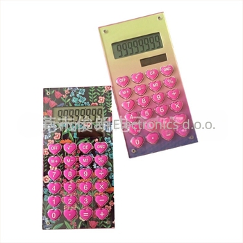 Junling JL-308 8-znamenkasti aritmetički kalkulator s dvostrukim napajanjem (solarna/baterija), plastično kućište, otisak loga