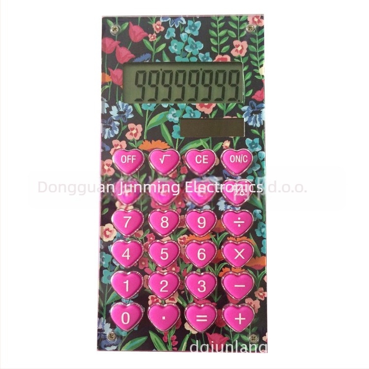 Junling JL-308 8-znamenkasti aritmetički kalkulator s dvostrukim napajanjem (solarna/baterija), plastično kućište, otisak loga