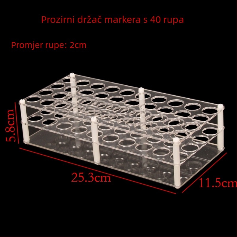 Prozirni akrilni držač za olovke i kozmetiku – plastični držač za perá, markere, olovke za obrve, ruževe i nakit (Materijal: Plast; Model: Zadani predmet; Prilagodba: Da; Ispis logotipa: Nije moguće)