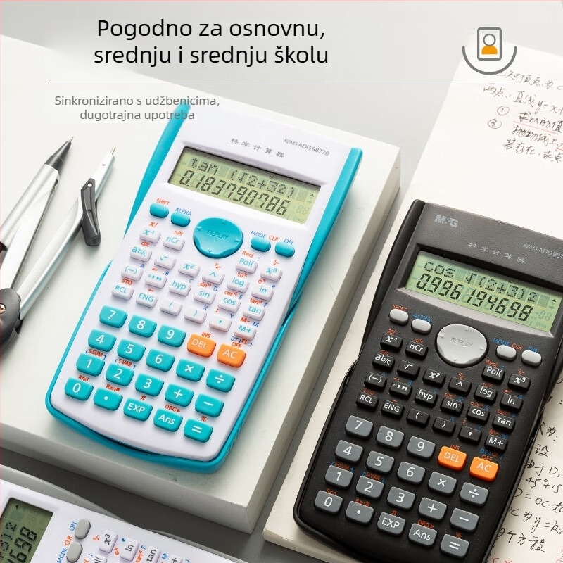 ADG98770K Znanstveni kalkulator, višestruka funkcija, 12-znamenkasti LCD zaslon, napajanje baterijom tipa tipkica