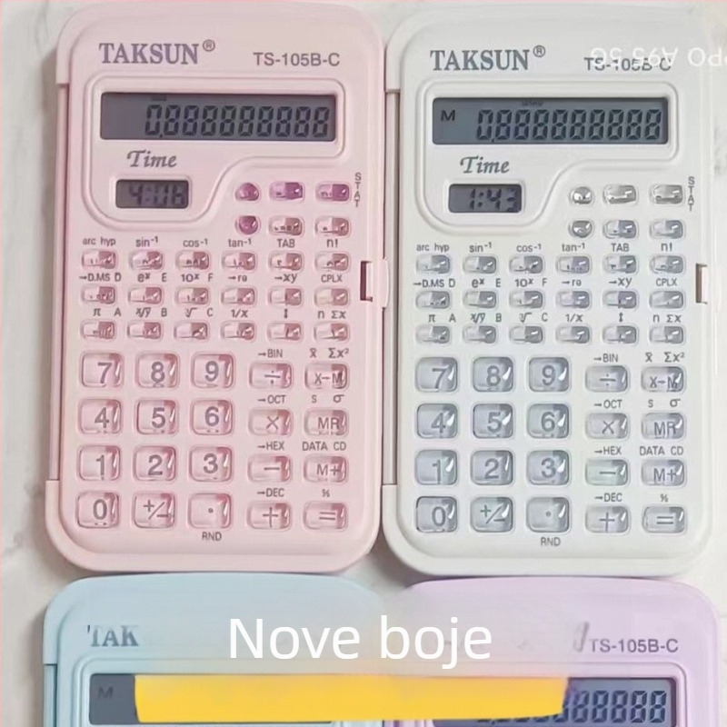 Kalkulator sa znanstvenim funkcijama za studente, s prikazom vremena, prijenosan i tih, baterije uključene