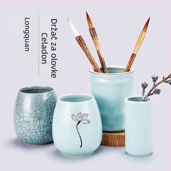 Liupin Hall keramički okrugli višefunkcionalni držač za četkice i olovke, prilagodljiv
