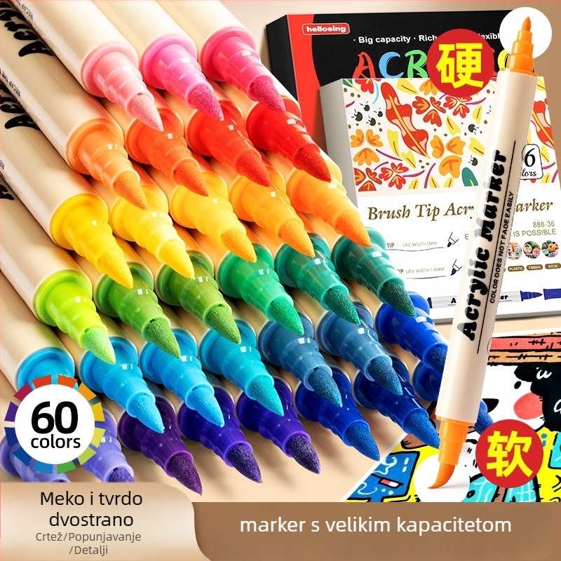 Dvostrani akrilni marker, okrugla vrh, vodootporan, brzo sušeći (Dvostrani, Akrilni, Vodootporan, Brzo sušeći)