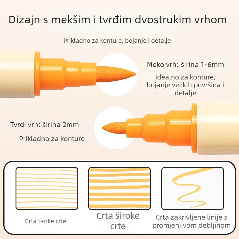 Dvostrani akrilni marker, okrugla vrh, vodootporan, brzo sušeći (Dvostrani, Akrilni, Vodootporan, Brzo sušeći)