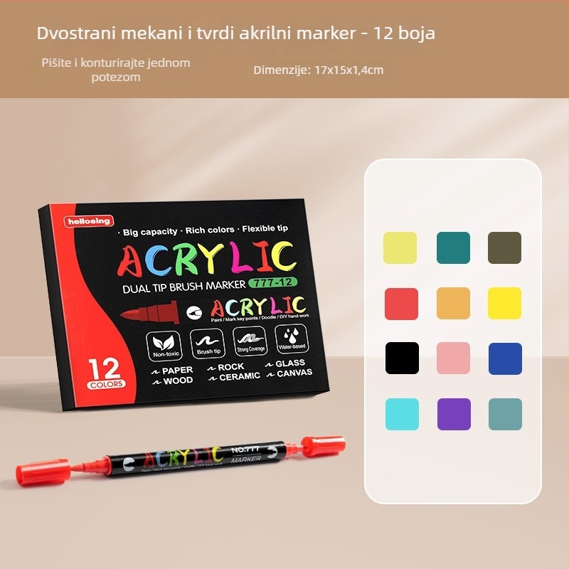 Dvostrani akrilni marker, okrugla vrh, vodootporan, brzo sušeći (Dvostrani, Akrilni, Vodootporan, Brzo sušeći)