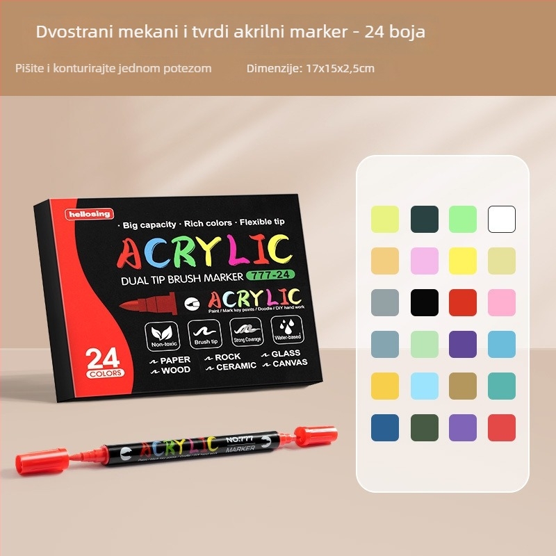 Dvostrani akrilni marker, okrugla vrh, vodootporan, brzo sušeći (Dvostrani, Akrilni, Vodootporan, Brzo sušeći)